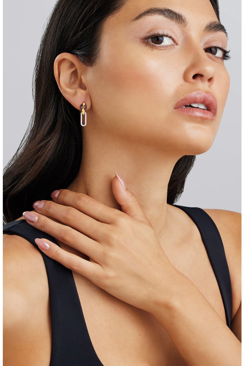 Diamond & Caviar Drop Earrings, Alternate, color, GOLD