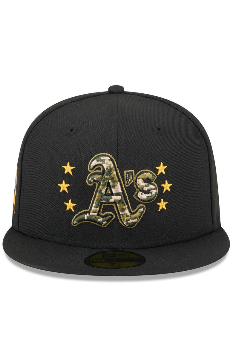 New Era Men's New Era Black Athletics 2024 Armed Forces Day On-Field 59FIFTY Fitted Hat, Alternate, color, Black