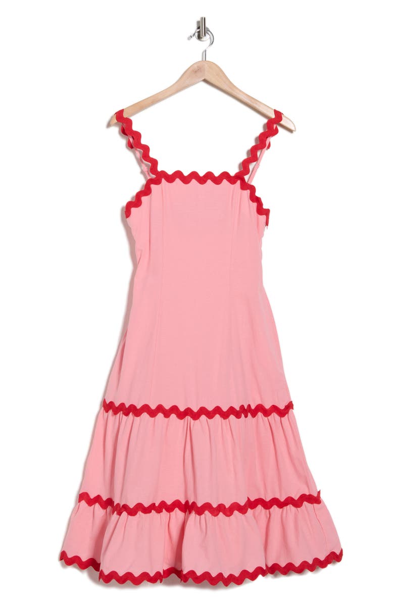 AREA STARS Ana Ric-Rac Ribbon Midi Dress, Alternate, color, Pink