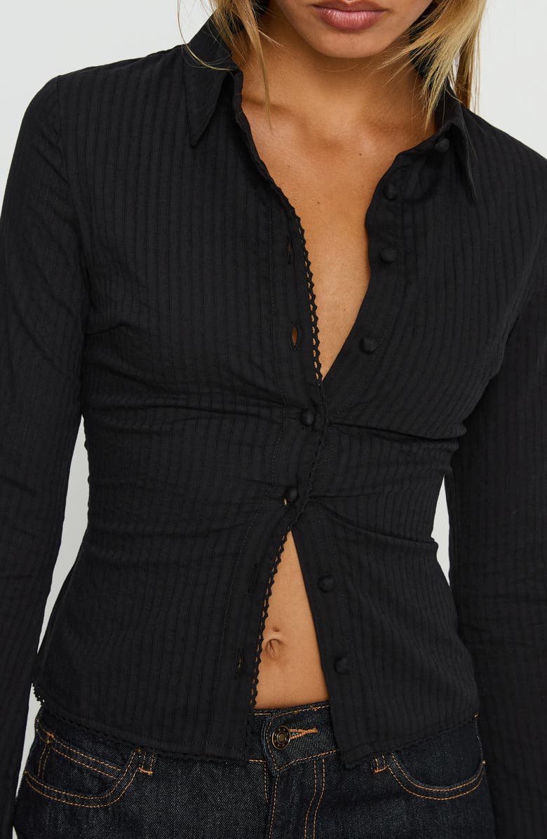 Princess Polly Emersonne Cotton Blend Button-Up Shirt, Alternate, color, 