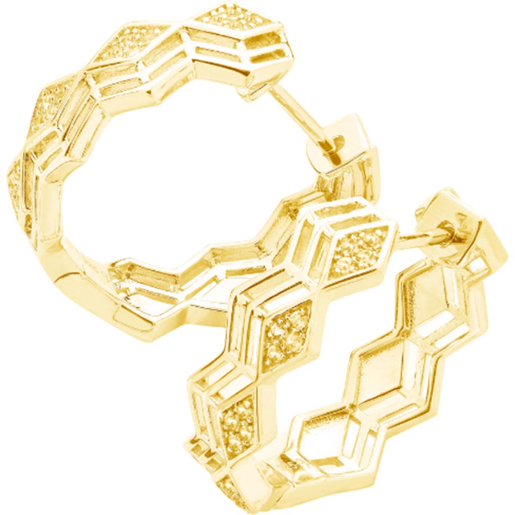Lucy Quartermaine Art Deco Triangle Hoops In Gold