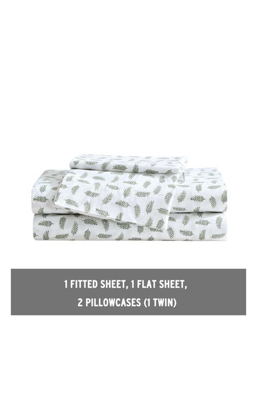 Eddie Bauer Laurel Leaves Cotton Sheet Set In White/green
