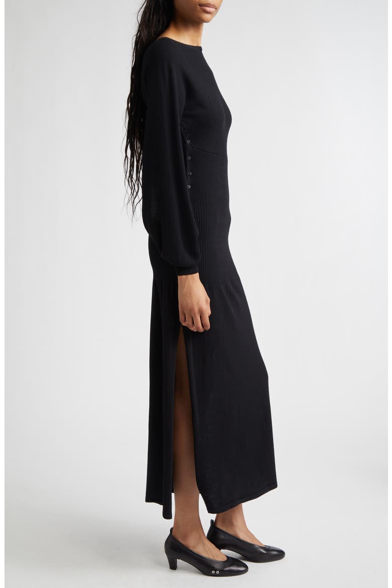 Fa Cutout Long Sleeve Extrafine Merino Wool Sweater Dress, Alternate, color, BLACK
