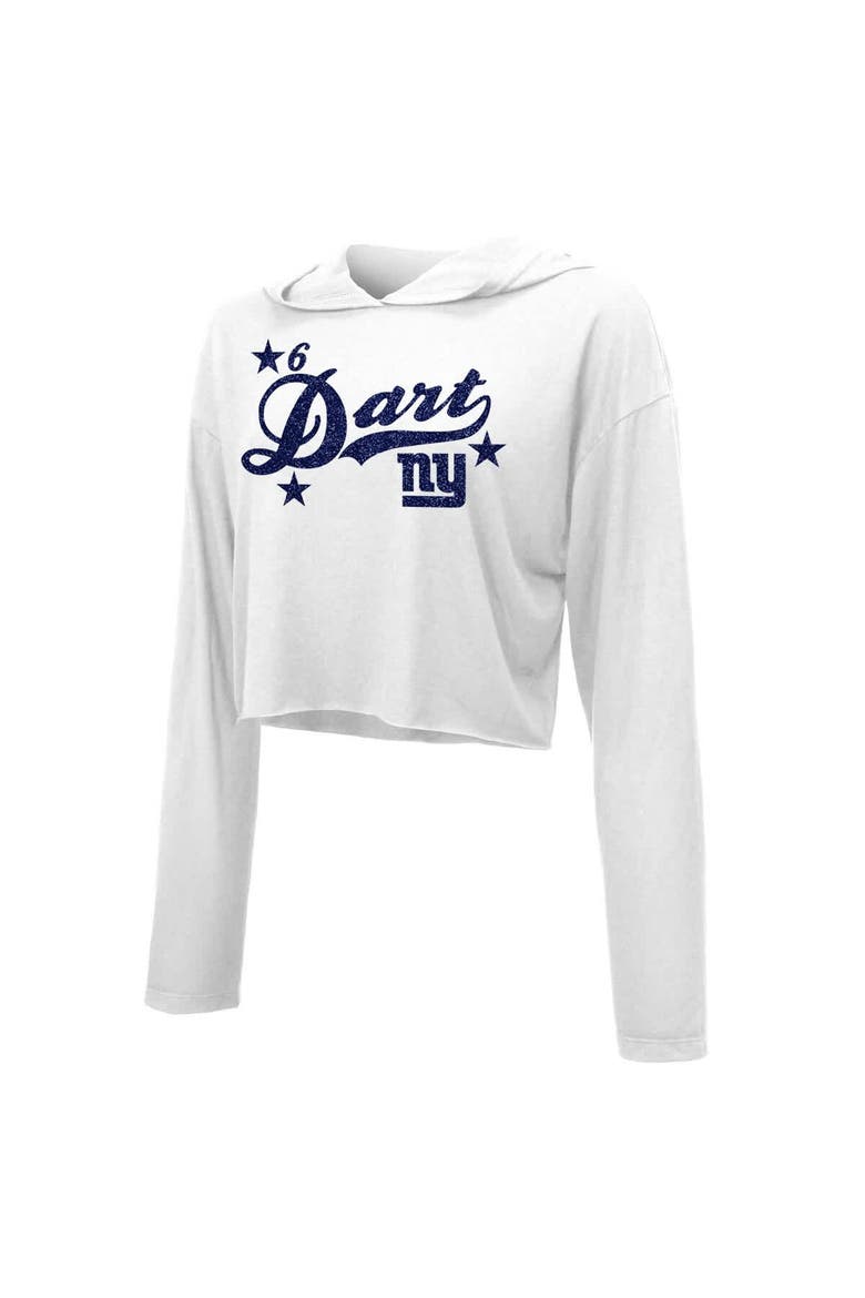 Women's Majestic Threads Jaxson Dart White New York Giants Glitter Wordmark Hoodie, Alternate, color, White