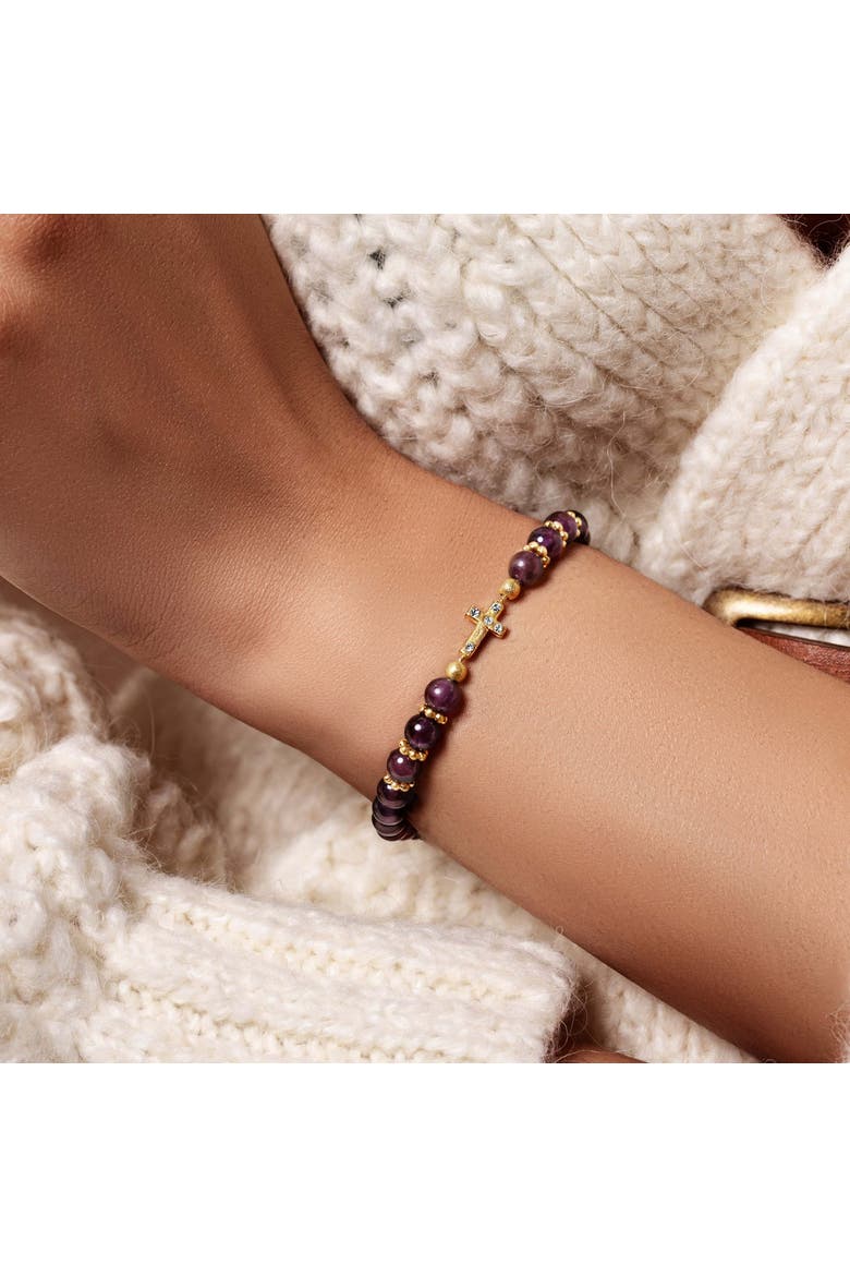 Leap of Intuition - Amethyst Cross Charm Bracelet, Alternate, color, Purple/gold
