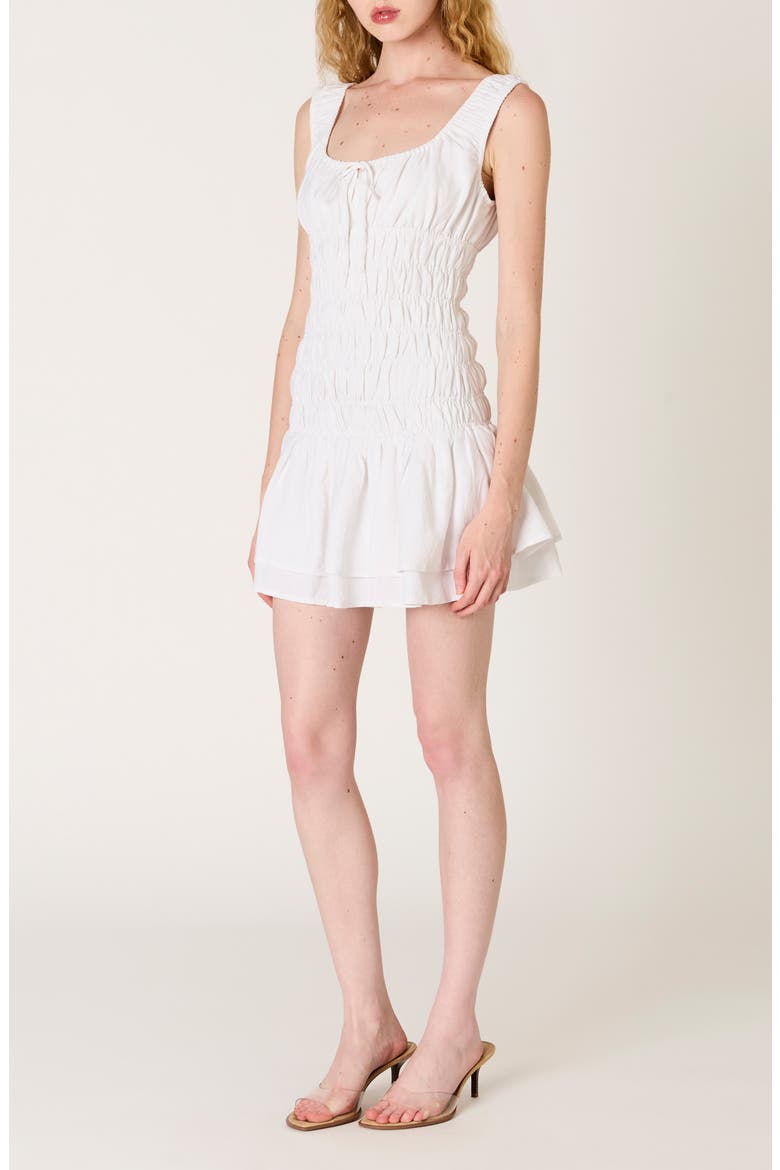 Lirio Smock Bodice Linen Blend Minidress, Alternate, color, WHITE