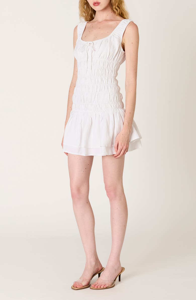 Nia Lirio Smock Bodice Linen Blend Minidress, Alternate, color, White