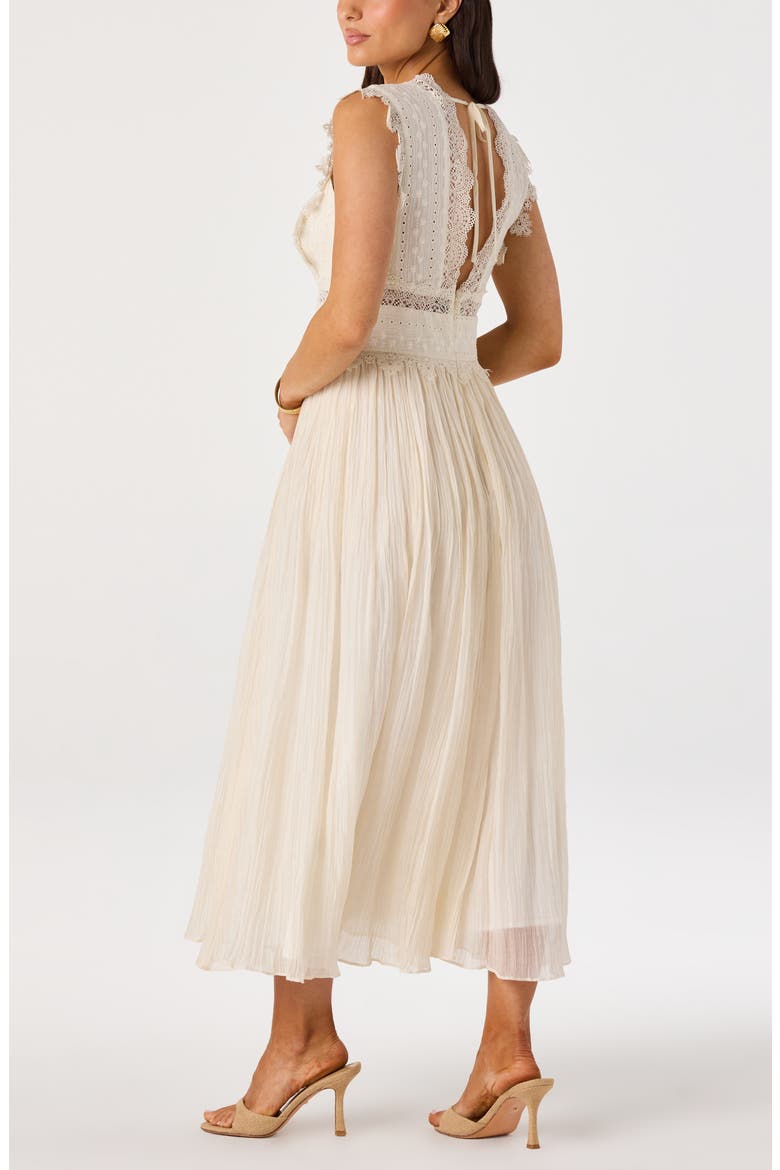 Eloise Mixed Media Midi Dress, Alternate, color, CREAM