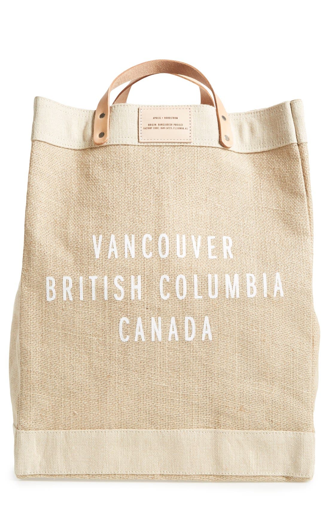 Apolis City Market Tote, Main, color, 