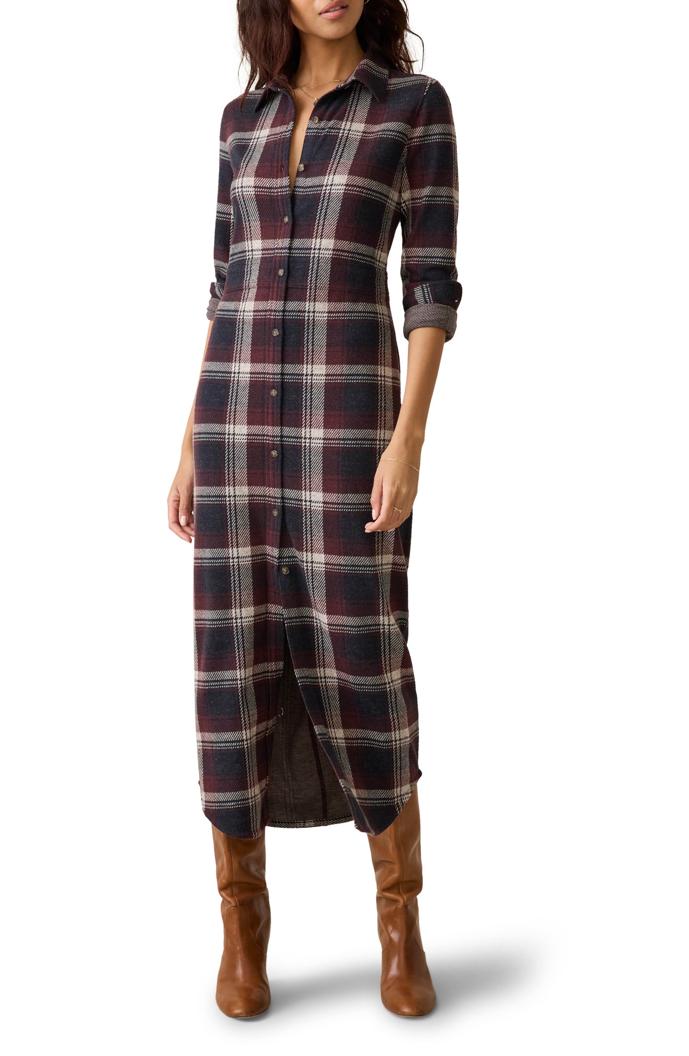 Faherty Legend Plaid Long Sleeve Shirtdress
