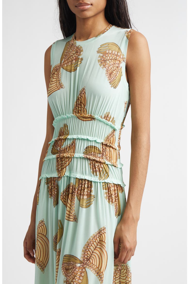 Kamaria Botanical Pleated Midi Dress, Alternate, color, WATER BLOSSOMS