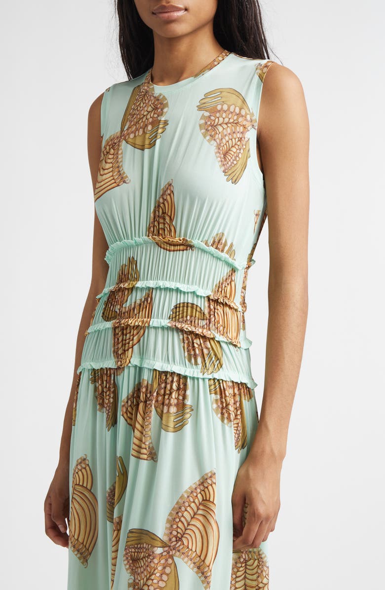 Ulla Johnson Kamaria Botanical Pleated Midi Dress, Alternate, color, Water Blossoms