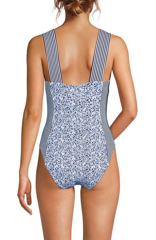 LANDS' END LANDS' END SQUARE NECK HIGH LEG ONE PIECE SWIMSUIT