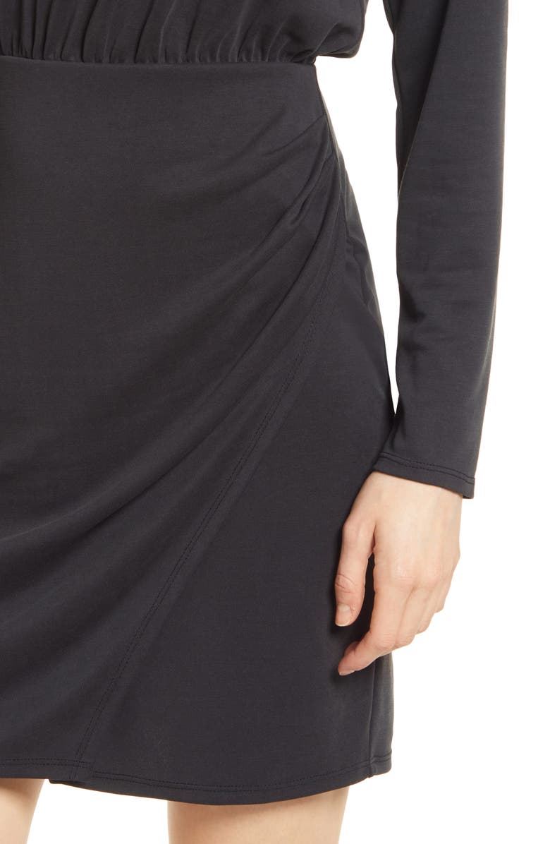 Open Edit Long Sleeve Mock Neck Minidress, Alternate, color, 