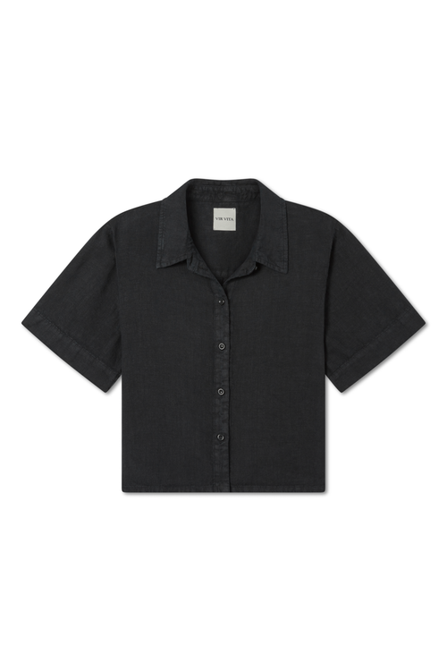 Vir Vita Anais Linen Shirt In Black