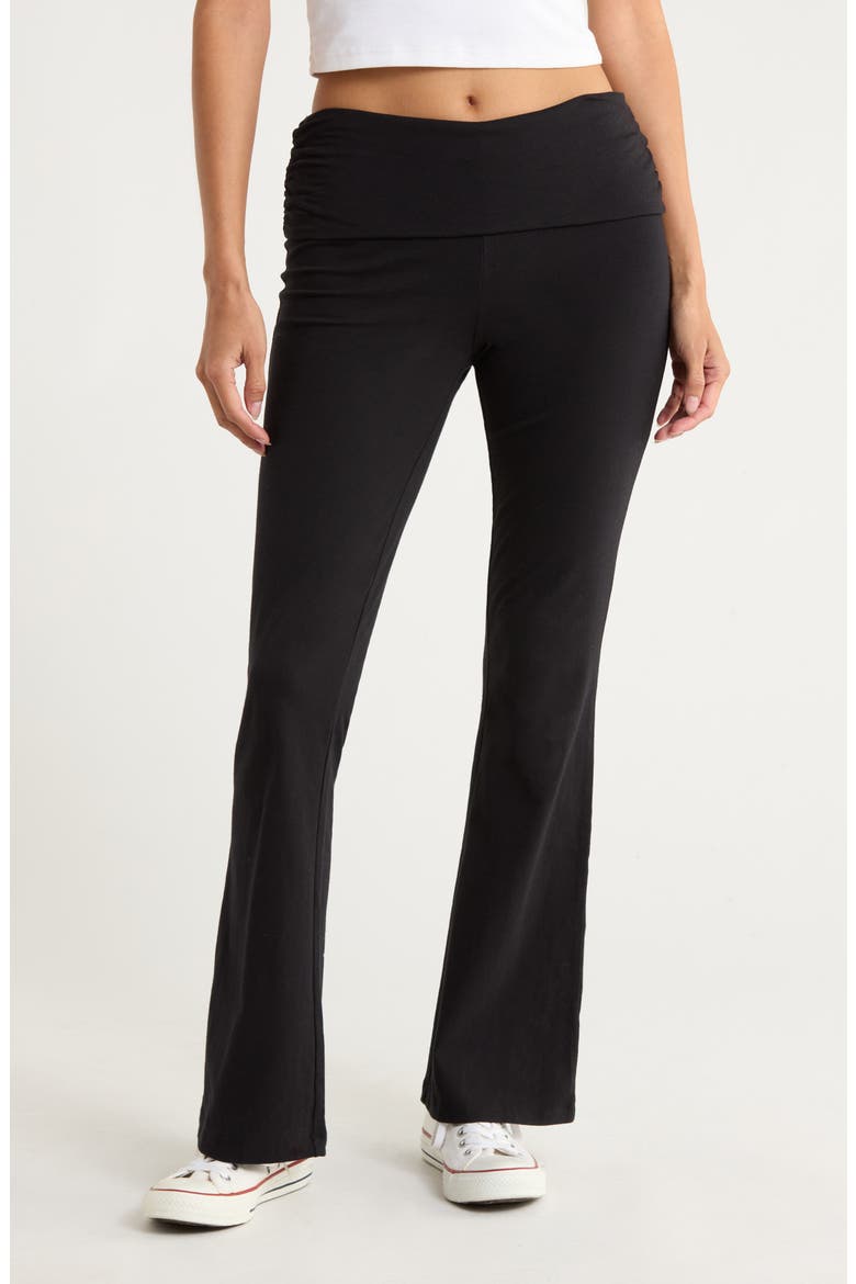 Foldover Flared Leggings, Main, color, BLACK