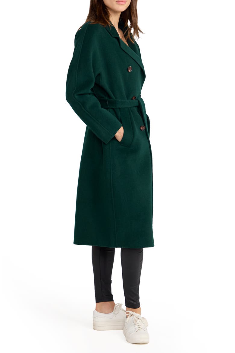 Standing Still Belted Wool Blend Coat, Alternate, color, DARK GREEN