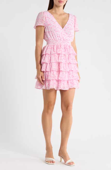 1.STATE Floral Tiered Ruffle Minidress