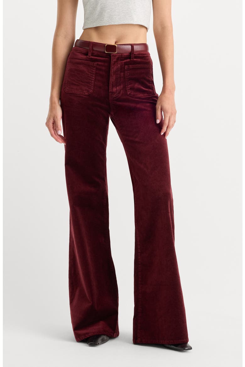 Good Waist Palazzo High Waist Wide Leg Velvet Jeans, Main, color, BERRY NOIR