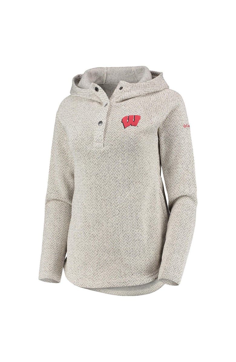 Columbia Women's Columbia Cream Wisconsin Badgers Darling Days Raglan Fleece Pullover Hoodie, Alternate, color,