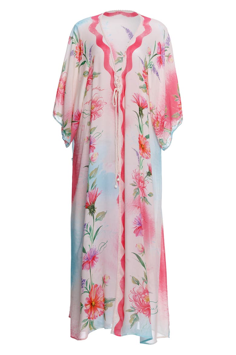 Selma Chroma Floral Caftan Cover-Up, Alternate, color, PINK MULTI