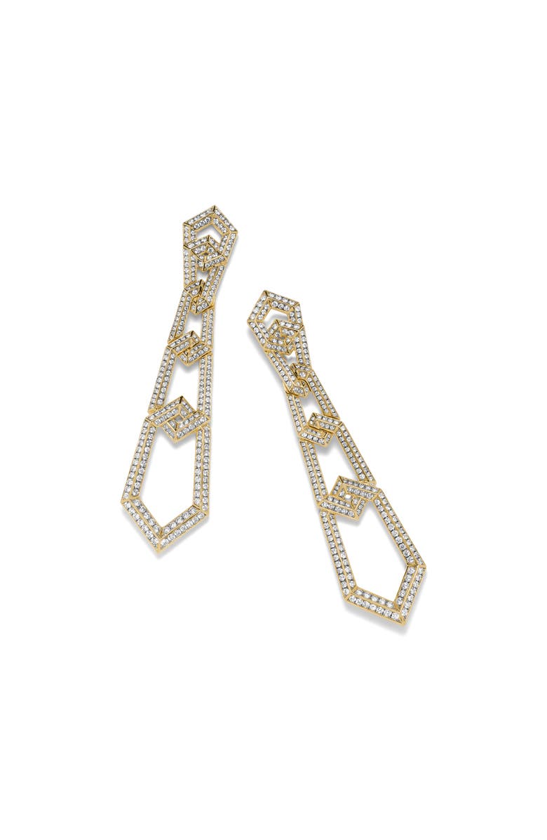 David Yurman Carlyle Linked Drop Earrings in 18K Yellow Gold with Full Pavé Diamonds, Alternate, color, 