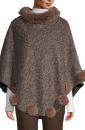 SAACHI Posey Faux Fur Pompom Adorned Poncho