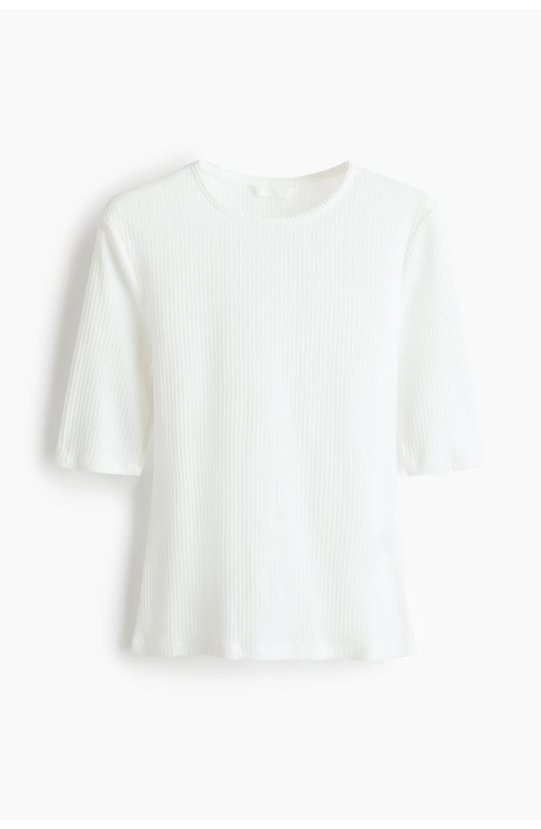 H&M Pointelle Jersey T-shirt, Main, color, White