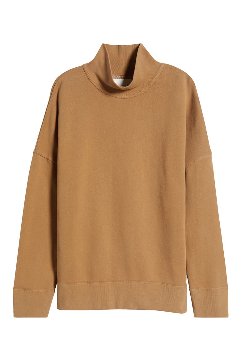 Cara Turtleneck Cotton Blend Sweatshirt, Alternate, color, SURREY