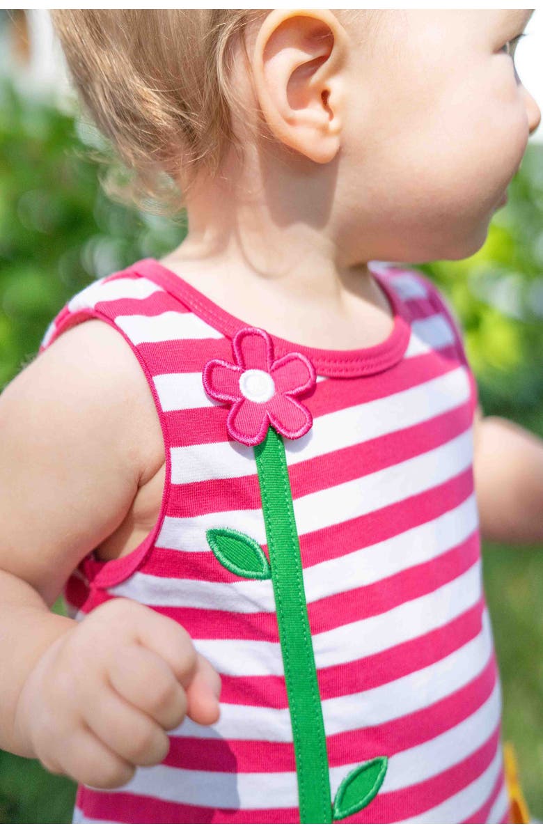 Florence Eiseman Stripe Knit Romper With Flower, Alternate, color, Fuchsia/White