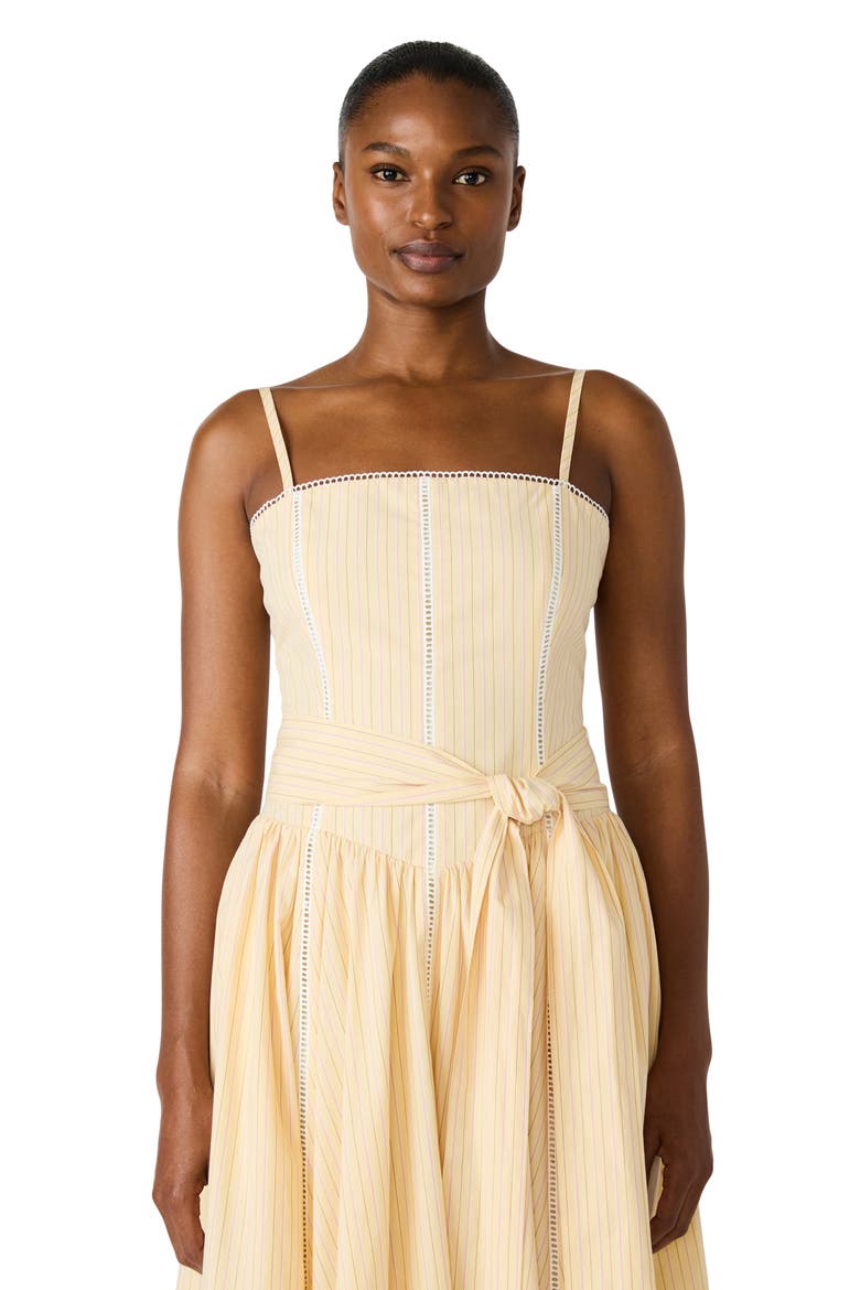 Emma Tie Waist Sleeveless Maxi Dress, Alternate, color, PALE YELLOW