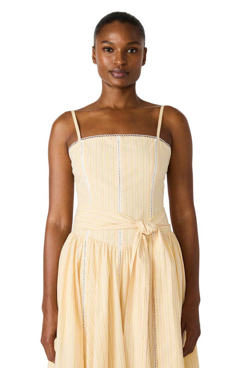 Steve Madden Emma Tie Waist Sleeveless Maxi Dress, Alternate, color, Pale Yellow