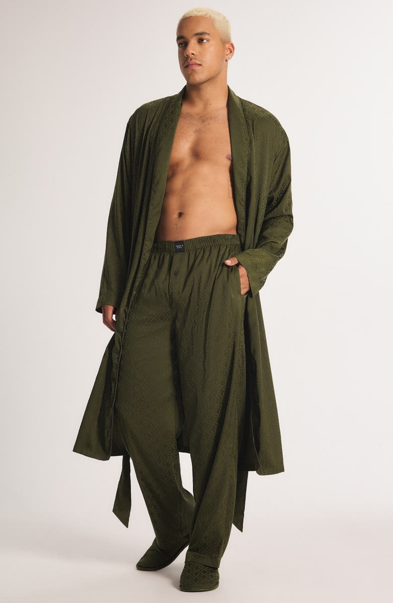 SAVAGE X FENTY Savage X Satin Jacquard Robe, Alternate, color, Camo Green X Hatch Jacquard