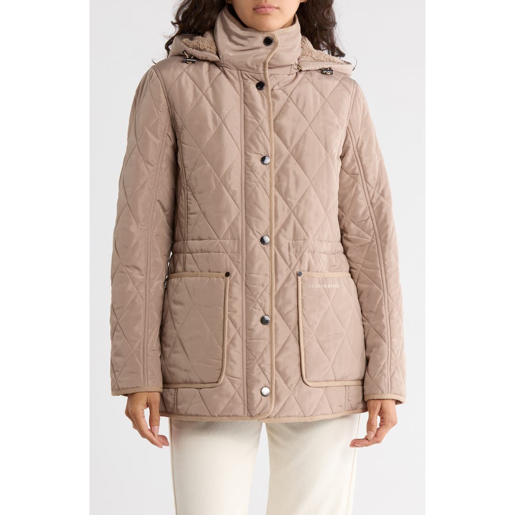 Lucky Brand Missy Diamond Quilt Puffer Jacket In Brown