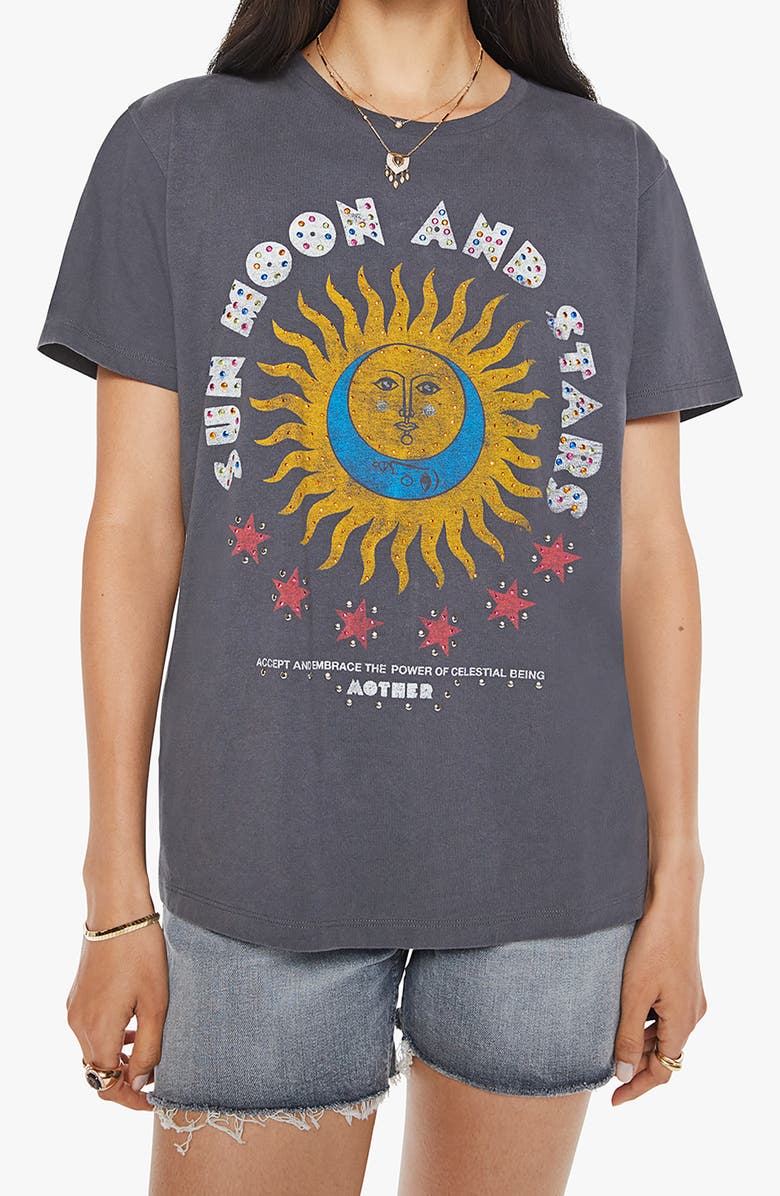 MOTHER The Rowdy Embellished Graphic T-Shirt, Main, color, Sun Moon And Stars