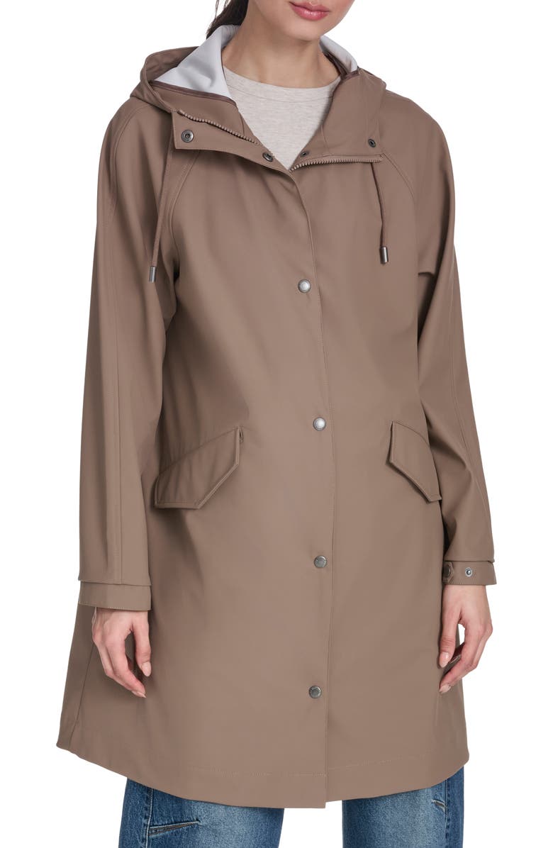 Levi
s Water Resistant Hooded Long Rain Jacket, Main, color, Pine Bark