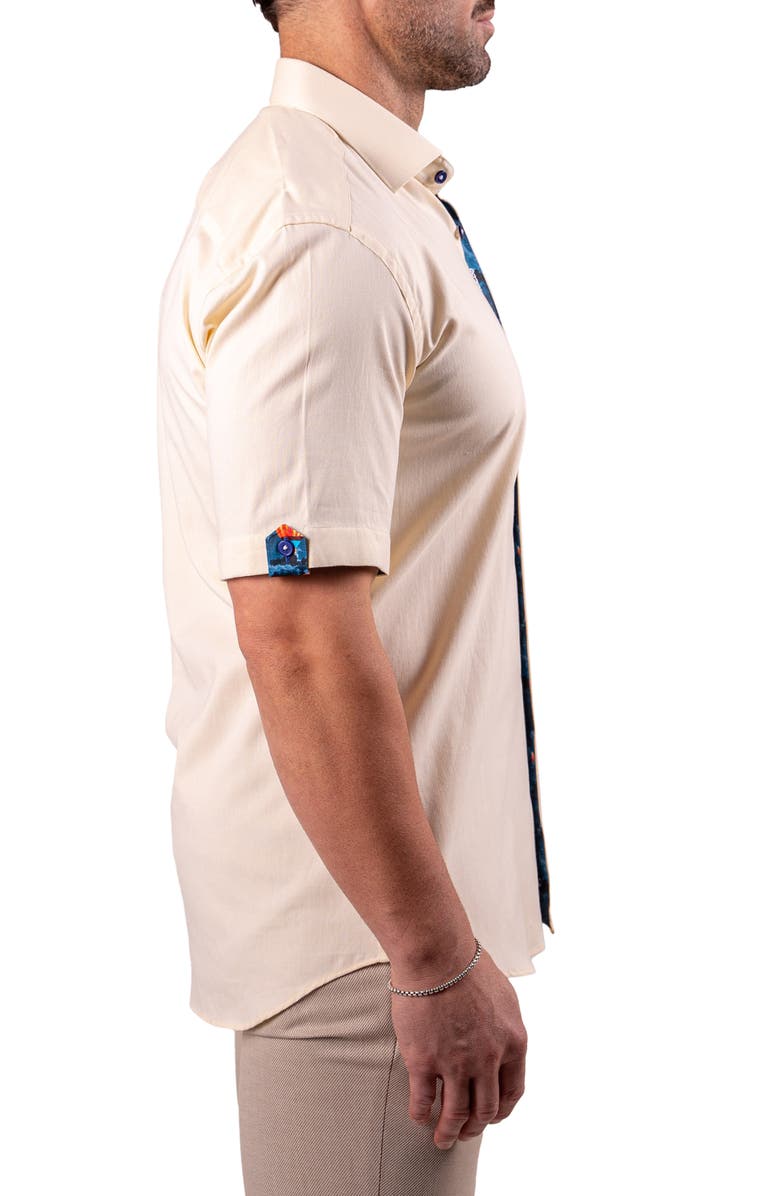 Maceoo Galileo Resistance0122 Yellow Short Sleeve Cotton Button-Up Shirt, Alternate, color, Yellow