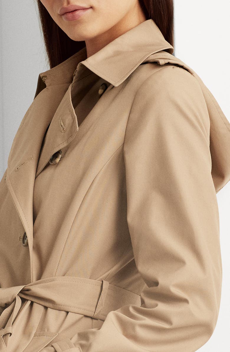 Lauren Ralph Lauren Double Breasted Long Hooded Trench Coat, Alternate, color,