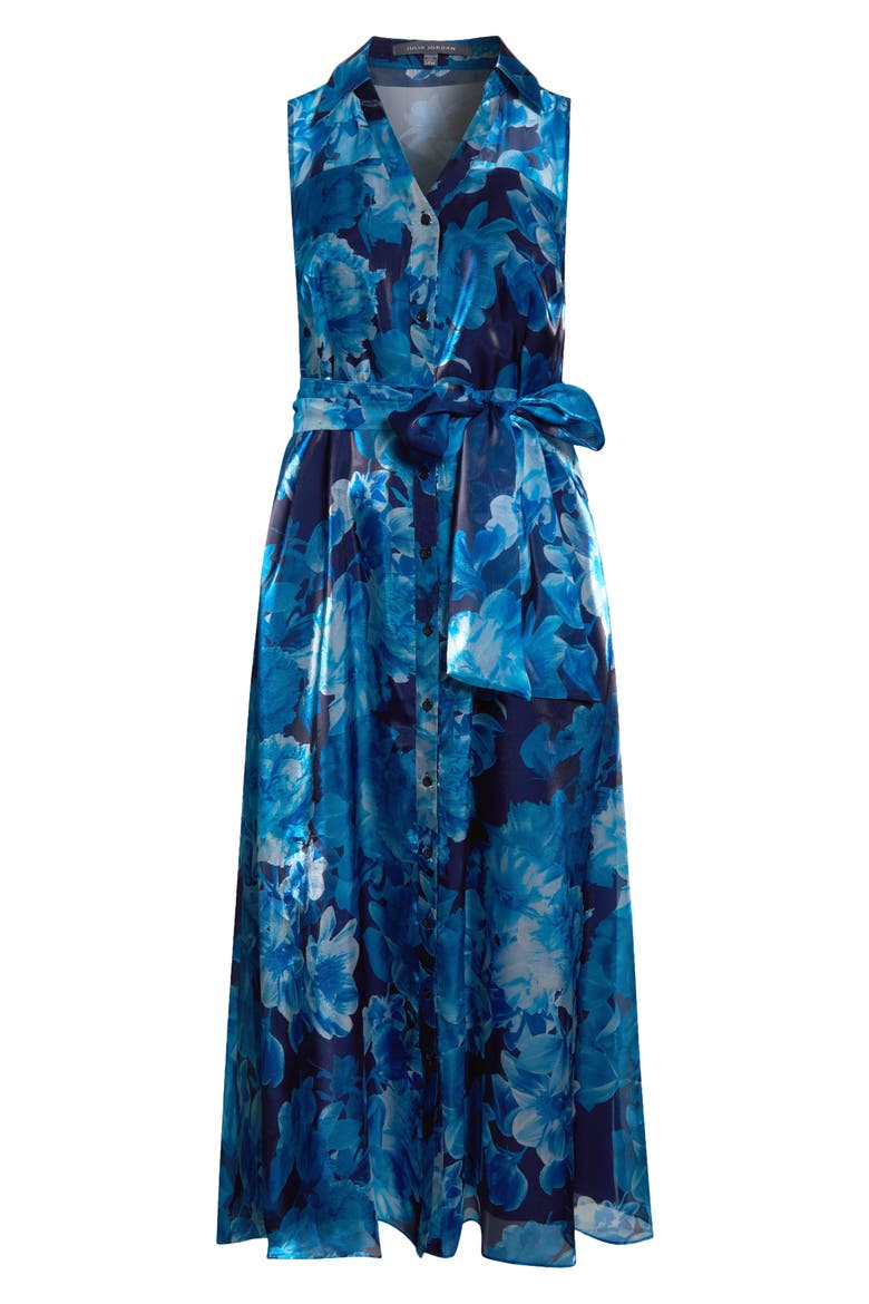 Floral Sleeveless Organza Gown, Alternate, color, BLUE MULTI
