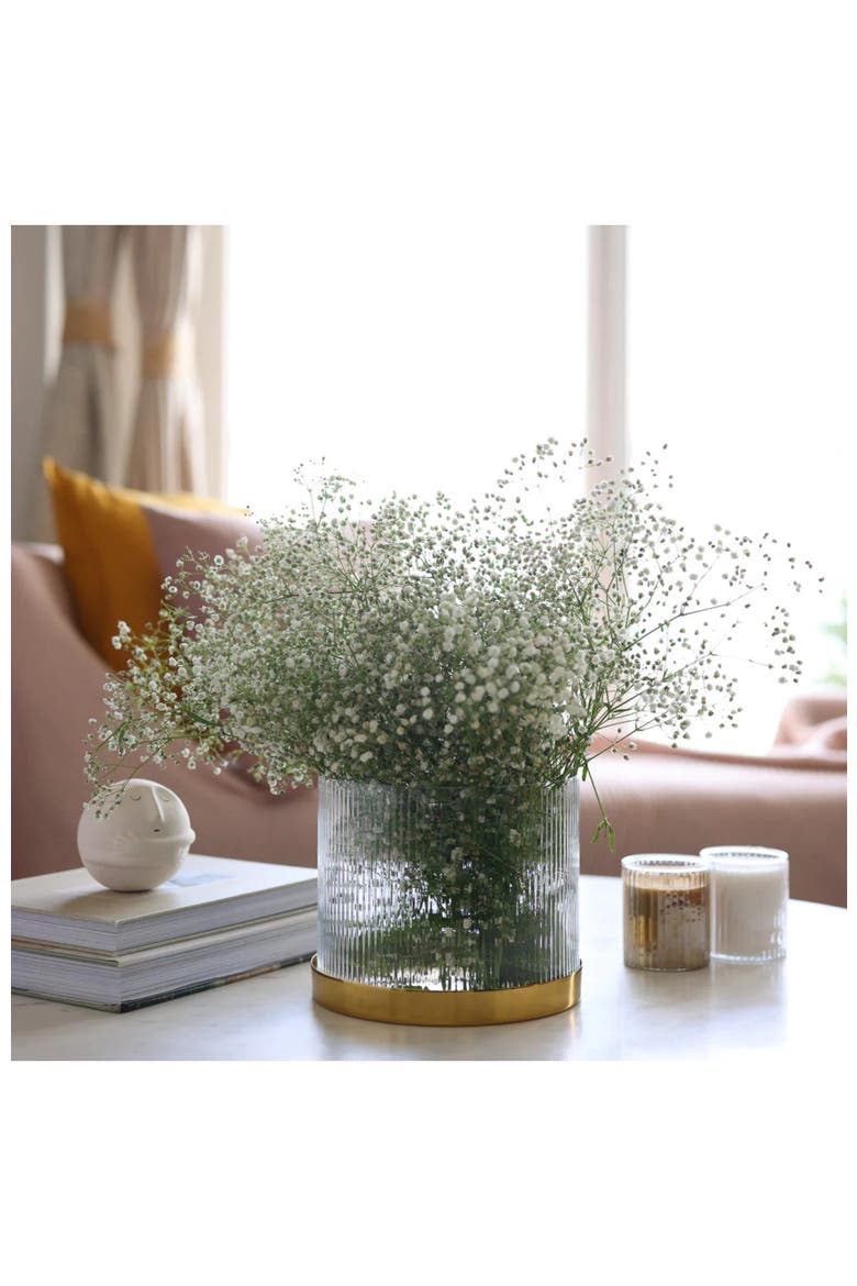 Fluted Glass Vase, Alternate, color, Clear