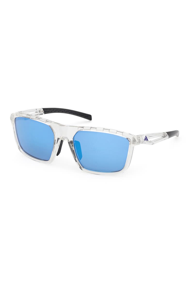 57mm Navigator Sunglasses, Alternate, color, CRYSTAL / BLUE MIRROR