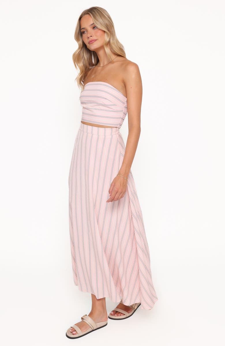 Petal & Pup Serafina Stripe Strapless Top & Maxi Skirt Set, Alternate, color, Blue Stripe