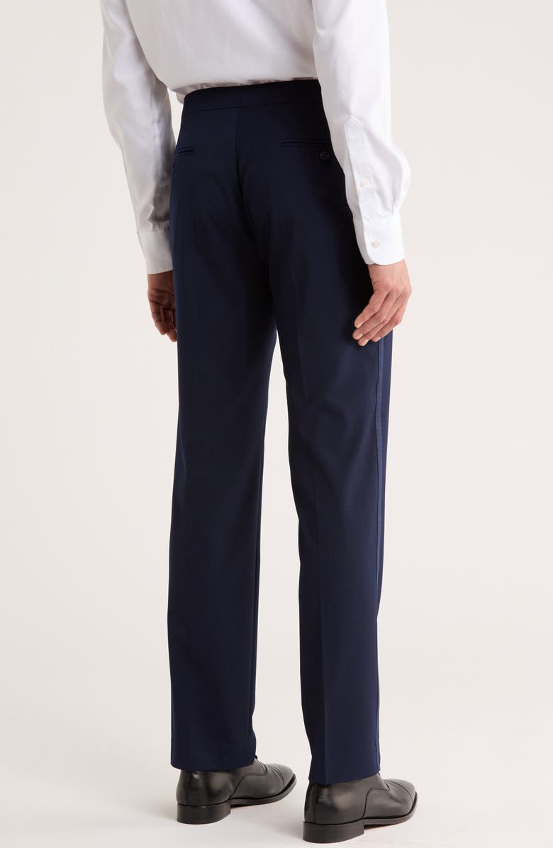 Tommy Hilfiger Flat Front Wool Blend Tuxedo Pants, Alternate, color, Navy Twill