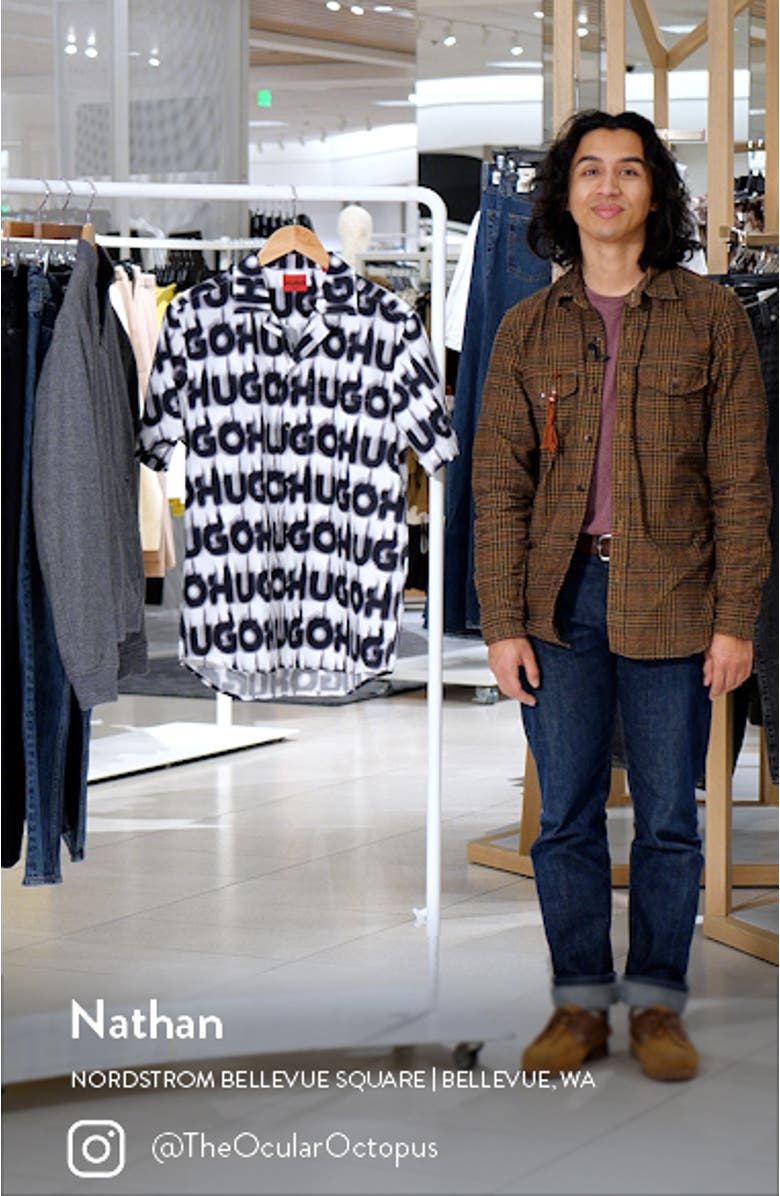 Ellino Logo Print Cotton Camp Shirt, sales video thumbnail