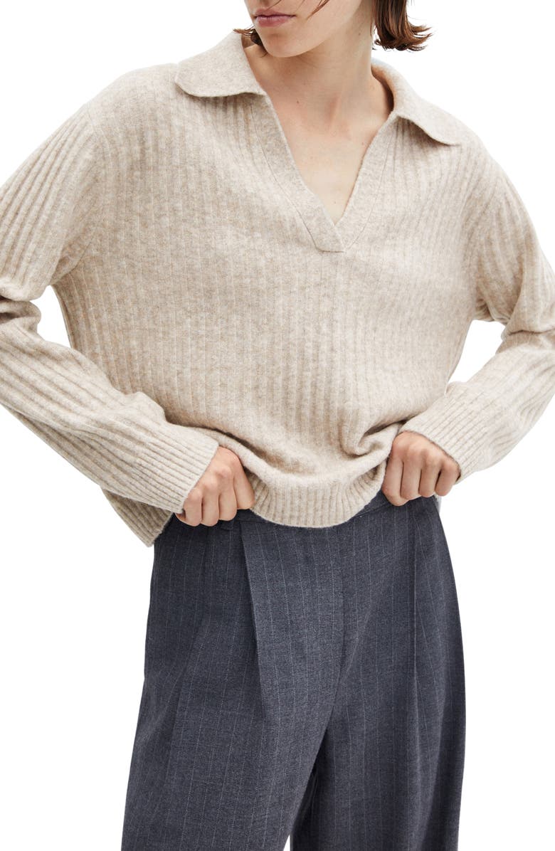 MANGO Johnny Collar Rib Sweater, Main, color, 