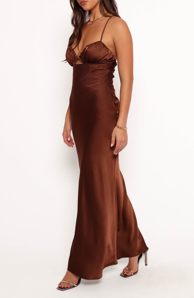 Petal & Pup Amalia Satin Maxi Dress, Alternate, color, Chocolate
