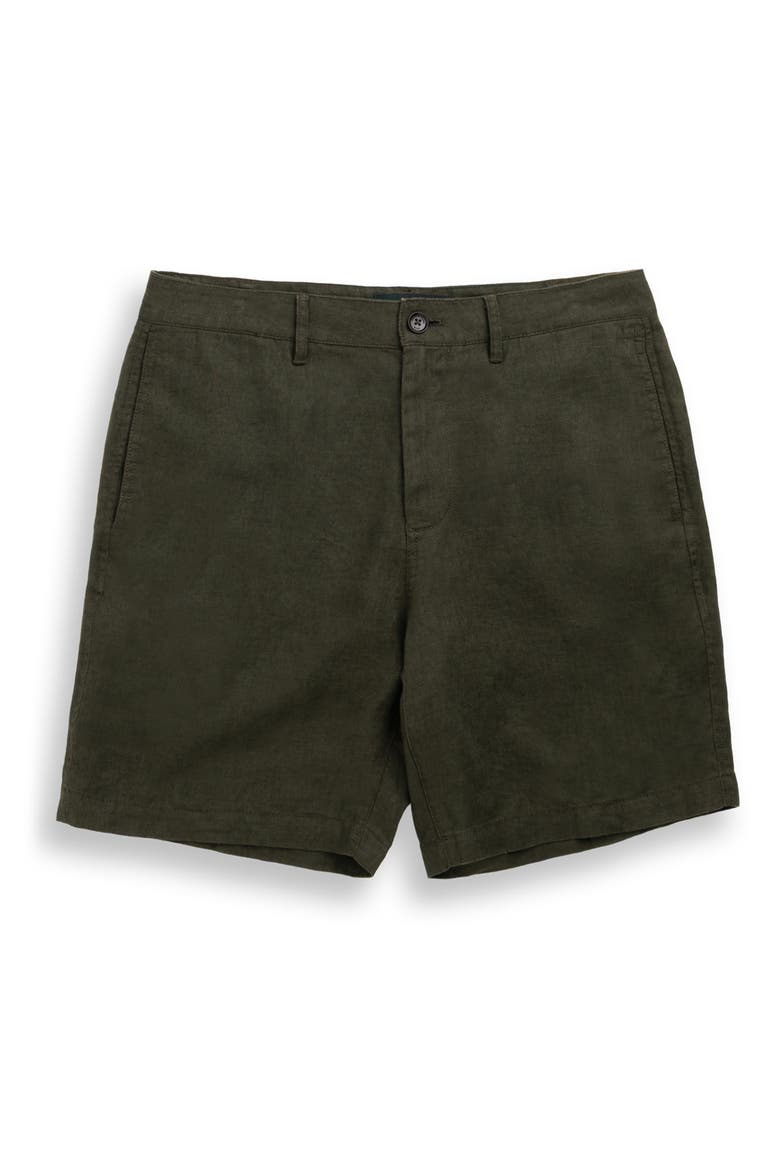 Resort Flat Front Linen Bermuda Shorts, Alternate, color, DARK OLIVE