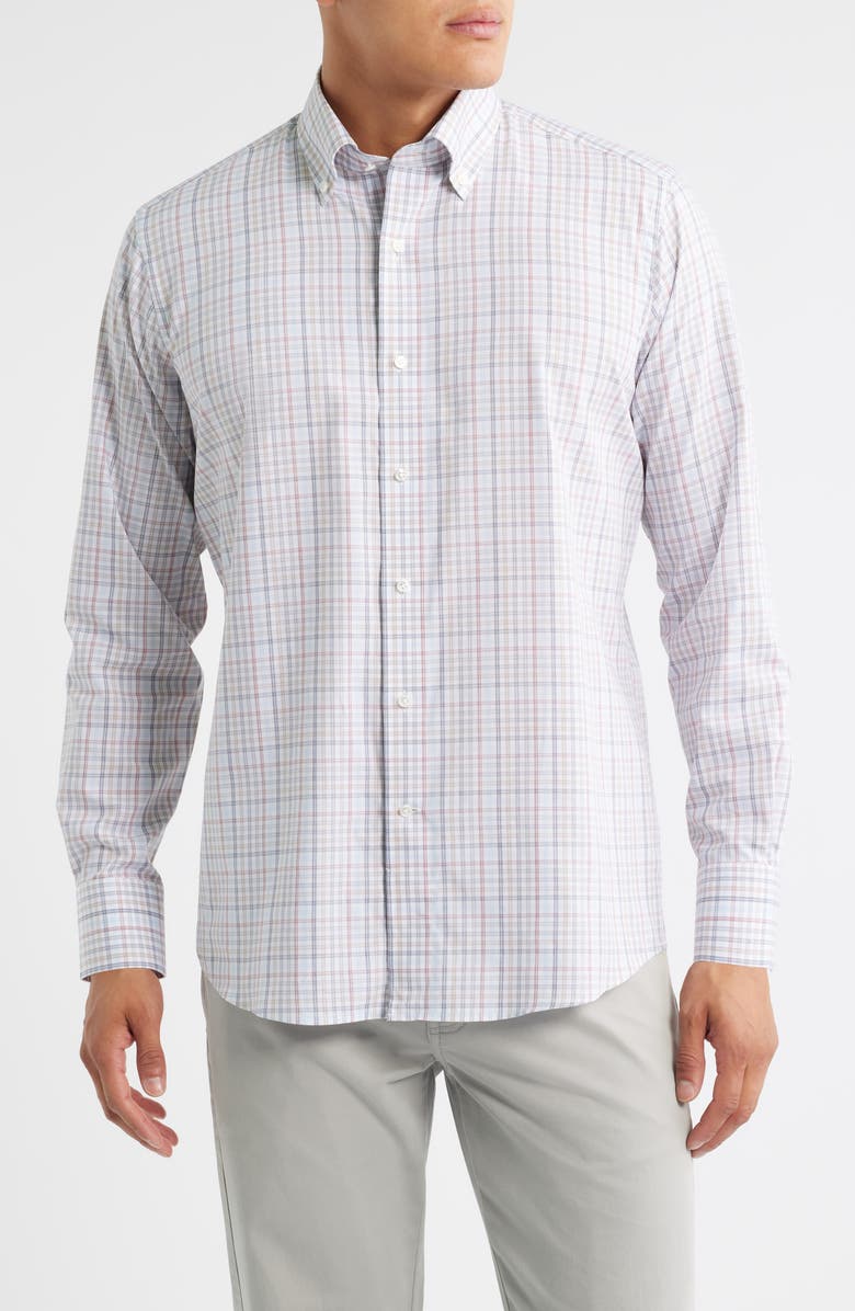 Peter Millar Crown Crafted Orvieto Flex Check Button-Down Shirt, Main, color, Nebula Blue