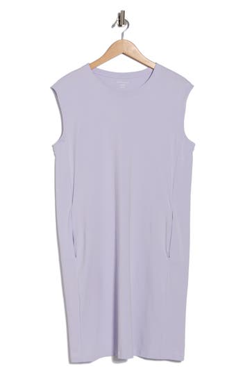 Eileen Fisher Crewneck Sleeveless Jersey Dress In Purple