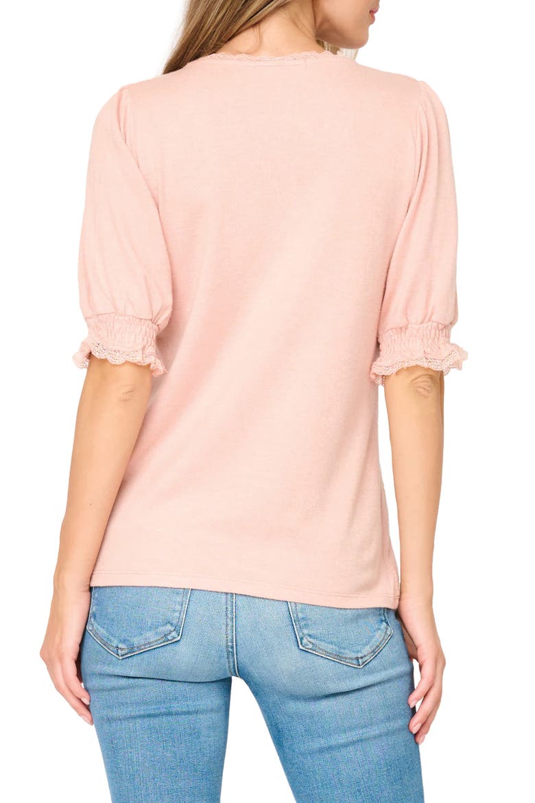 Lace Detail V-Neck Knit Top, Alternate, color, PINK SMOKE